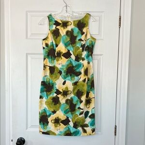 Jones Studio Floral Midi Dress - Green, Blue, and Brown